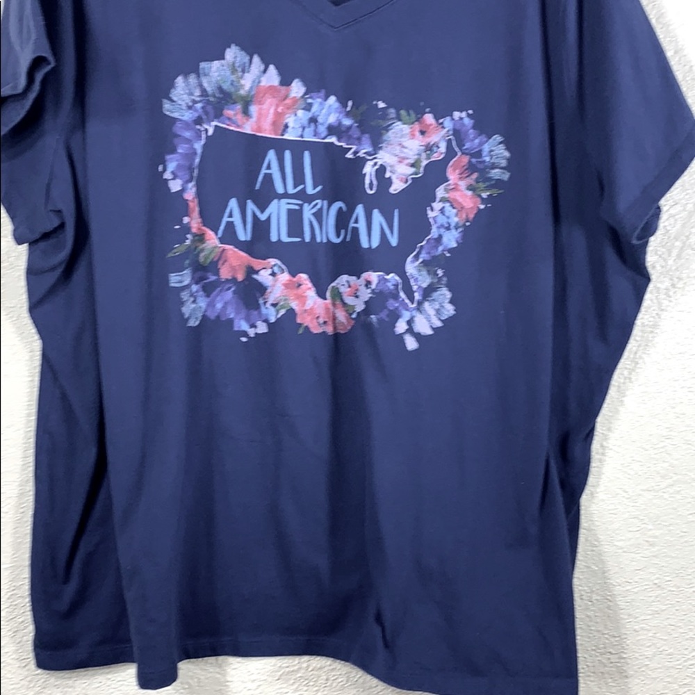 Sonoma Top Tee T-Shirt 3X Blouse Navy All American US Map Outline Stretchy - Picture 2 of 8